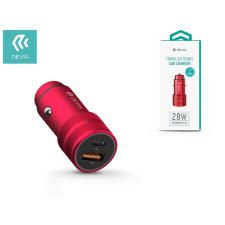 Devia Devia szivargyújtós töltő adapter USB + Type-C bemenettel - 5V/3A - Devia Traveller Series PD Quick Car Charger - red mobiltelefon kellék