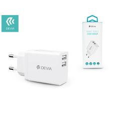 Devia Devia univerzális USB hálózati töltő adapter 2xUSB - 5V/2,4A - Devia Smart Series 2 USB Charger - white mobiltelefon kellék