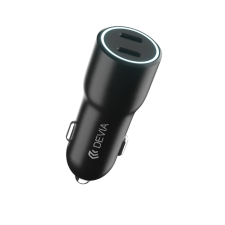 Devia EA360 Smart 2xQC 3.0 40W Autós Töltőfej- Fekete mobiltelefon kellék