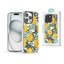 Devia Floral Shield ütésálló tok iPhone 15 modellre – sárga virágmintás tok és táska