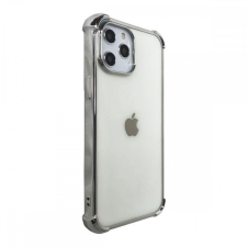 Devia Glitter Shockproof iPhone 12 Mini (5,4&quot;) ütésálló átlátszó hátlap tok ezüst kerettel tok és táska