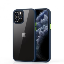 Devia Shark iPhone 12 Pro Max (6,7&quot;) ütésálló átlátszó hátlap tok kék kerettel tok és táska