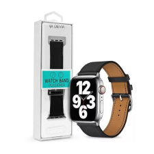 Devia ST365386 Apple Watch 38/40/41 mm fekete bőr óraszíj okosóra kellék