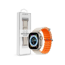 Devia ST381676 Apple Watch 42/44/45/49mm fehér/narancs szilikon sport szíj okosóra kellék