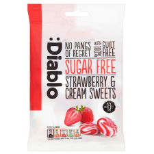 Diablo cukormentes tejszínes epres cukorka, édesítőszerrel 75g csokoládé és édesség