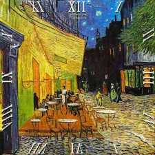 Diamant Üveg falióra 30x30cm, Van Gogh: Kávéház éjjel falióra