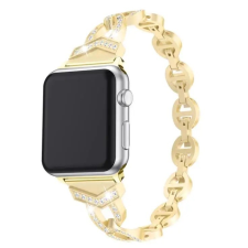 Diamond Apple Watch 38/ 40/ 41 mm, Diamond rozsdamentes acél szíj, arany okosóra kellék