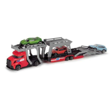  Dickie Car Carrier - Piros autószállító kamion 3 kisautóval autópálya és játékautó