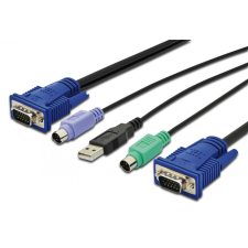 Digitus KVM Cable-Set,VGA,PS/2-Mouse,PS/2-Keyboard, USB kábel és adapter