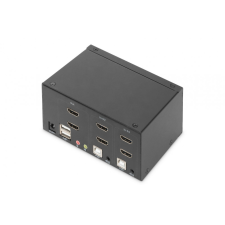 Digitus KVM Switch, 2 Port, Dual Display, 4K, HDMI kábel és adapter