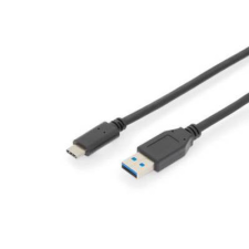 Digitus USB 3.0 Csatlakozókábel [1x USB 3.1 dugó, C típus - 1x USB 3.1 dugó, A típus] 1.00 m Fekete Kettős árnyékolás kábel és adapter