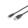 Digitus USB 3.0 Csatlakozókábel [1x USB 3.1 dugó, C típus - 1x USB 3.1 dugó, A típus] 1.00 m Fekete Kettős árnyékolás (AK-300146-010-S)