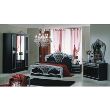Dima DI Lara hálószoba - fekete-ezüst, 160x200 cm ággyal, 4-ajtós szekrénnyel bútor