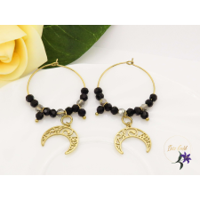  Dina  nemesacél karika fülbevaló szines gyöngyökkel-18K fülbevaló