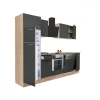 Dinewell Yorki 280 konyhablokk sonoma tölgy korpusz,selyemfényű antracit front alsó sütős elemmel felülfagyasztós hűtős szekrénnyel
