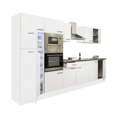 Dinewell Yorki 330 konyhablokk fehér korpusz,selyemfényű fehér fronttal bútor