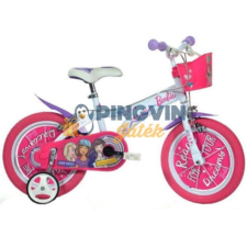 Dino Bikes Barbie rózsaszín-fehér kerékpár 14-es méretben barbie baba