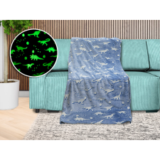  DINO BLUE kék világító mikroflanel takaró 150x200 cm lakástextília
