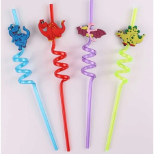  Dínó,dinoszaurusz csavart műanyag szívószál 4db/csomag sütés és főzés