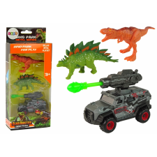 Dinoszaurusz figurák készlet autóval és rakétával játékfigura