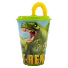 Dinoszaurusz T-Rex szívószálas pohár, műanyag 430 ml babaétkészlet