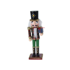  Diótörő ajándékdobozos, piros talpazaton, 50cm-es karácsonyi dekoráció