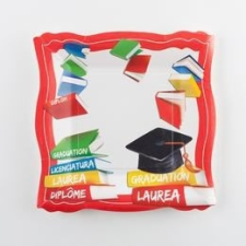 Diplomaosztó Kalapos Papír Parti Tányér Ballagásra - 10 db-os, 19 cm party kellék