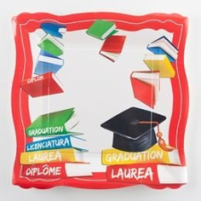 Diplomaosztó Kalapos Papír Parti Tányér Ballagásra - 10 db-os, 24 cm tányér és evőeszköz