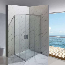 Diplon 100x80 cm aszimmetrikus szögletes két tolóajtós zuhanykabin, 5 mm edzett üveggel, 190 cm m... kád, zuhanykabin