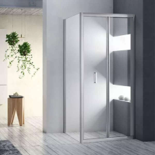 Diplon 80x80 cm szögletes harmonika ajtós zuhanykabin, 6 mm edzett üveggel, 185 cm magas kád, zuhanykabin