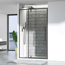 Diplon Paris Black 100/120 cm széles fix és nyíló fekete zuhanyajtó 6 mm vastag biztonsági üveggel, 195 cm magas kád, zuhanykabin