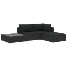 Discontmania VID 4 részes fekete polyrattan kerti bútorszett párnákkal kerti bútor