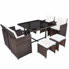Discontmania VID 8 személyes modern 21 részes polyrattan étkezőgarnitúra barna színben 920879 kerti bútor