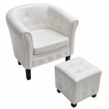 Discontmania VID Fehér Chesterfield fotel + puff bútor