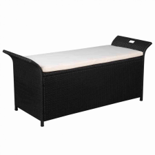 Discontmania VID fekete polyrattan tárolópad párnával 138 cm kerti bútor