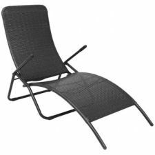 Discontmania VID Összecsukható polyrattan napozóágy fekete színben 214913 kerti bútor