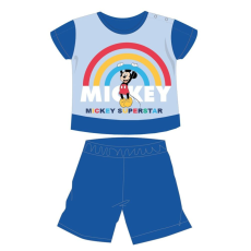 Disney Disney Mickey egér nyári rövid ujjú baba pizsama - pamut jersey pizsama - szívárvány mintával - középkék - 86