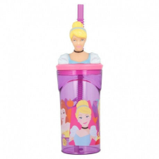 Disney Hercegnők 3D FIGURÁS PALACK SZÍVÓSZÁLLAL 360 ML DISNEY Hercegnők üdítős pohár