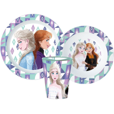 Disney Jégvarázs Ice Magic étkészlet, micro műanyag szett, pohárral 260 ml babaétkészlet