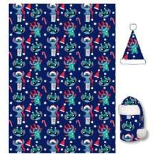 Disney Lilo és Stitch, A csillagkutya Holiday karácsonyi flanel takaró és sapka szett lakástextília