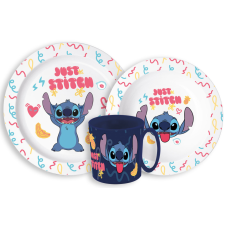Disney Lilo és Stitch Palms étkészlet, micro műanyag szett bögrével 265 ml babaétkészlet