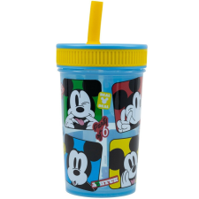 Disney Mickey egér műanyag, szivárgásmentes szilikon szívószálas pohár - 420 ml üdítős pohár