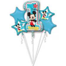 Disney Mickey Első születésnap fólia lufi 5 db-os szett party kellék