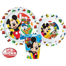 Disney Mickey étkészlet, micro műanyag szett 260 ml-es pohárral babaétkészlet