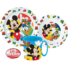 Disney Mickey étkészlet, micro műanyag szett bögrével 350 ml babaétkészlet