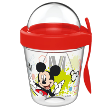 Disney Mickey pohár snack tartó fedéllel és kanállal 350 ml babaétkészlet