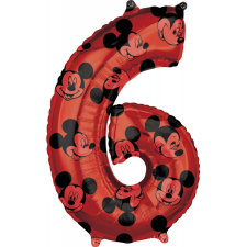 Disney Mickey Red fólia lufi 6-os szám 66 cm party kellék