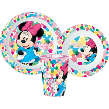 Disney Minnie étkészlet, micro műanyag szett, pohárral 260 ml babaétkészlet