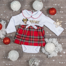  Disney Minnie galléros| hosszú ujjú karácsonyi body| kombidressz kockás betéttel fehér kombidressz, body