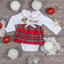 Disney Minnie galléros| hosszú ujjú karácsonyi body| kombidressz kockás betéttel fehér kombidressz, body